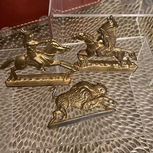 Antique Braves W Buffalo Cast Metal Gilded
